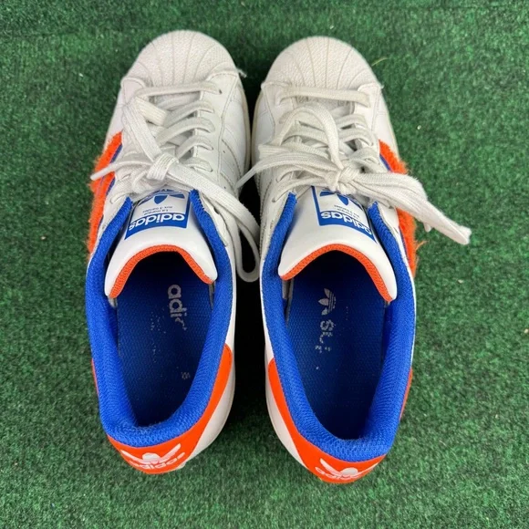 Adidas Superstar Low IF7610 Trainers Womens Cloud White Orange Royal Blue Size 9 - Picture 6 of 8